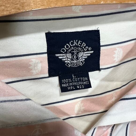 Dockers L Striped Button Down Shirt 100 Cotton Long Sleeve Classic - Picture 5 of 7